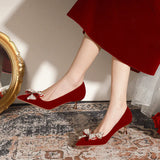 JOSKAA RED THIN HEELS AND POINTED WEDDING SHOES