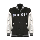 Joskaa Letter Print Black And White Jacket