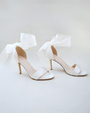 JOSKAA 2024 New Fashion High Heel Satin High Heel Wedding Sandals with Wrapped Ankle Tie