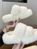 Joskaa Furry Platform Slippers