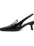 Joskaa Black Kitten Heel Semi Slippers Pumps