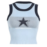 JOSKAA Fashion woman tops y2k style tank topKnitted Star Cropped Tank Top