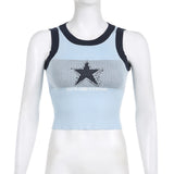 JOSKAA Fashion woman tops y2k style tank topKnitted Star Cropped Tank Top