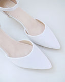 JOSKAA 2024 New Fashion High Heel Satin Pointy Toe Low Heels Wedding Shoes