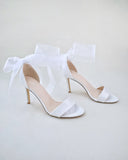 JOSKAA 2024 New Fashion High Heel Satin High Heel Wedding Sandals with Wrapped Ankle Tie