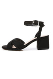 JOSKAA Woman Elegant high heel Black Cross Ankle Strap Chunky Heeled Sandals