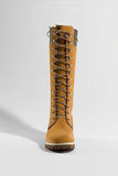 JOSKAA Woman Elegant high heel Yellow Lace-Up High Boots