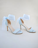 JOSKAA 2024 New Fashion High Heel Satin High Heel Wedding Sandals with Wrapped Ankle Tie