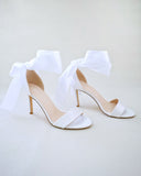 JOSKAA 2024 New Fashion High Heel Satin High Heel Wedding Sandals with Wrapped Ankle Tie