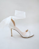 JOSKAA 2024 New Fashion High Heel Satin High Heel Wedding Sandals with Wrapped Ankle Tie