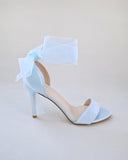 JOSKAA 2024 New Fashion High Heel Satin High Heel Wedding Sandals with Wrapped Ankle Tie