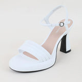 JOSKAA European thick black sandals heels ladies women shoes cut out chunky heeled ankle strap sandals