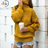 Joskaa 2024 Autumn Winter Women Turtleneck Sweater Loose Oversized Elegant Warm Knitted Pullovers Fashion Solid Tops Knitwear Jumper