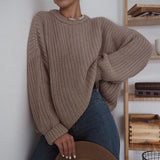 Joskaa Christmas Gift JMPRS Loose Autumn Sweater Women 2024 New Korean Elegant Knitted Sweater Oversized Warm Female Pullovers Fashion Solid Tops