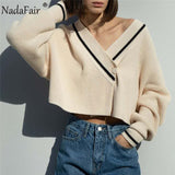 Joskaa Christmas Gift Nadafair Korean Preppy Style Cropped Cardigan Sweater Women Autumn Casual Loose Short Winter Knitted Woman Sweaters Jumper