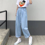 JOSKAA Christmas Gift JMPRS Harajuku Women Jeans Fashion Loose Black Ankle-Length Denim Pants High Waist Casual Autumn Wide Leg Female Baggy Jeans