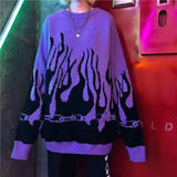 Christmas Gift Joskaa Retro Y2K women's sweater design sense purple tie-dye outer wear ins new style fried street loose lazy round neck sweater