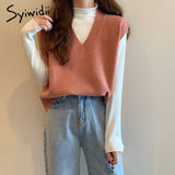 Joskaa Cropped Sweater Vest Women Fall 2024 Winter Clothes Korean Tops Black Japanese Fashion Sleeveless Knit Blue Pink Casual