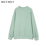 Joskaa Christmas Gift WOTWOY Autumn Winter Fur-Liner Oversized Sweatshirt Women Casual Thickening Fleece Pullovers Female Soft Warm Green Tops 2024