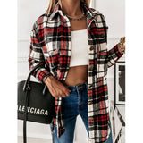 Joskaa Autumn Plaid Jacket Women Long Winter Checkered Jackets Coats Women Loose Overshirt Coat Female Shirt Jackets For Women