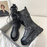 Joskaa Christmas Gift Christmas Gift Women Boots 2024 New Lace-Up Platform Shoes Leather Boots Women British Short Boots Ladies Ankle Boots Fashion Boots