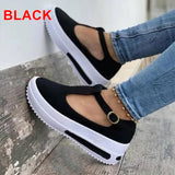 Joskaa Back to College丨Women Shoes Summer Pumps Chunky Mid Heels Plus Size Breathable Mesh Sneaker Wedges Shoes Female Mujer Sapato Feminino