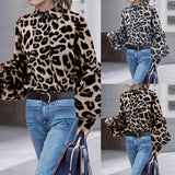 Joskaa Thanksgiving Gift Bikoles Spring Autumn New Fashion Leopard Loose Long Sleeve Women's Shirt High Street Casual Turn Down Collar Ladies Shirt