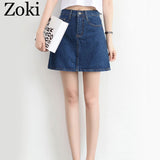 Christmas Gift Joskaa Sexy Women Denim Mini Skirt Fashion Summer High Waist Korean Black Skirt Blue Package Hip Jeans Harajuku Plus Size Cotton