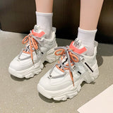 Joskaa New Black Dad Chunky Sneakers Casual Vulcanized Shoes Woman High Platform Sneakers Lace Up White Sneakers Women 2024