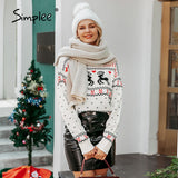 Joskaa Christmas cartoon pattern women sweater autumn Winter o-neck long sleeve jumper black white Causal cute knitted pullover