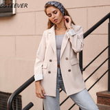 Joskaa Christmas Gift Casual Double Breasted Women Jackets Notched Collar Spring Women Blazer Jacket Autumn Female Outerwear Elegant Ladies Coat 2020