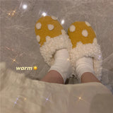 Joskaa 2024 Winter Women Slipper Lovely Bear Cartoon Plush Cotton Home Slippers Female Indoor Household Anti-Skid Thick Bottom Slipper