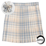 Joskaa Christmas Gift JMPRS Plaid Women Pleated Skirt Bow Knot Summer High Waist Preppy Girls Dance Mini Skirt Cute A Line Harajuku Sexy Japan Faldas