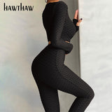 Joskaa Christmas Gift Hawthaw Women Autumn Winter Long Sleeve Crop Tops Long Pants Sportswear Two Piece Set Suit 2020 Female Clothing Tracksuit