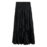 Joskaa 2024 Autumn Winter Wrinkled Black Pleated Skirt Women Korean Style Casual High Waisted A-Line Long Skirts Midi falda plisada