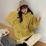 Joskaa Hodies Womens Autumn Winter Thickening Loose Casual Sweatshirts Hooded Lovely New Korean Style Hooded Pullovers Female Warm Tide