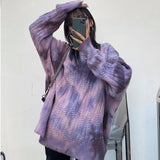 Christmas Gift Joskaa Retro Y2K women's sweater design sense purple tie-dye outer wear ins new style fried street loose lazy round neck sweater