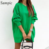 Joskaa Christmas Gift Sampic Y2K Green Women Loose Long Sleeve Pullover Sport Hoodies Sweatshirt 2024 Winter Autumn Oversized O Neck T Shirt Tops