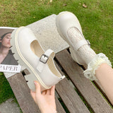 Joskaa Beige Women Mary Jane Shoes Woman Vintage Girls High Heel Platform Lolita Shoes Japanese Style College Student Shoes Women