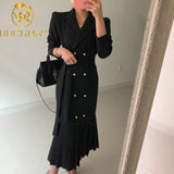 Joskaa Spring Autumn Fashion Chic Korean Office Lady Brief Bandage Long Dress Women Elegant sheath trumpet  Vintage Blazer Dresses Robe