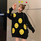 Joskaa Christmas Gift Women Casual Cartoon Pullover Sweater Female 2024 Autumn Winter Retro Jumper Women Oversized Korean Print Long Knitted Sweater