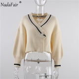 Joskaa Christmas Gift Nadafair Korean Preppy Style Cropped Cardigan Sweater Women Autumn Casual Loose Short Winter Knitted Woman Sweaters Jumper