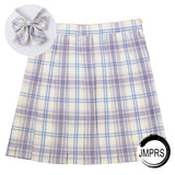 Joskaa Christmas Gift JMPRS Plaid Women Pleated Skirt Bow Knot Summer High Waist Preppy Girls Dance Mini Skirt Cute A Line Harajuku Sexy Japan Faldas