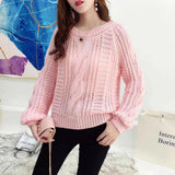 Joskaa Christmas Gift H.SA 2020 Women Winter Sweaters Korean Style Pink Pull Jumpers Solid Chic Short Sweater Twisted Pull Femme kawaii Pullover roupa