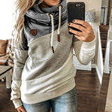 Joskaa Women Patchwork Hooded Sweatshirt Gradient Print  Autumn Winter Drawstring Long Sleeve Pullovers Casual Lady Sweatshirts Tops