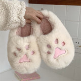 Joskaa 2024 Winter Women Slipper Cat Claw Cotton Home Slippers Warm And Non Slip Indoor Household Plush Slipper For Female