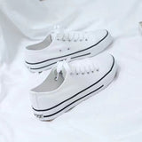 JOSKAA 2024 New Korean Style Ulzzang Daisy Canvas Shoes for Women 45 White Black Yellow Green Purple Color sneakers women