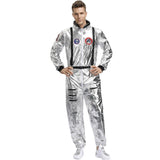 Halloween Joskaa Silver Alien Astronaut Spaceman For Adult Women Man Cosplay Jumpsuit Lovers Halloween Party Space Astronaut Pilot Costume