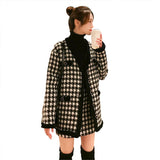 Joskaa Leiouna Woolen Suit Women's 2024 Autumn Winter New Korean Style New Channel Style Bird Plaid Woolen Coat Hip-Wrapped Skirt Suit