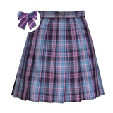 Joskaa Christmas Gift JMPRS Plaid Women Pleated Skirt Bow Knot Summer High Waist Preppy Girls Dance Mini Skirt Cute A Line Harajuku Sexy Japan Faldas